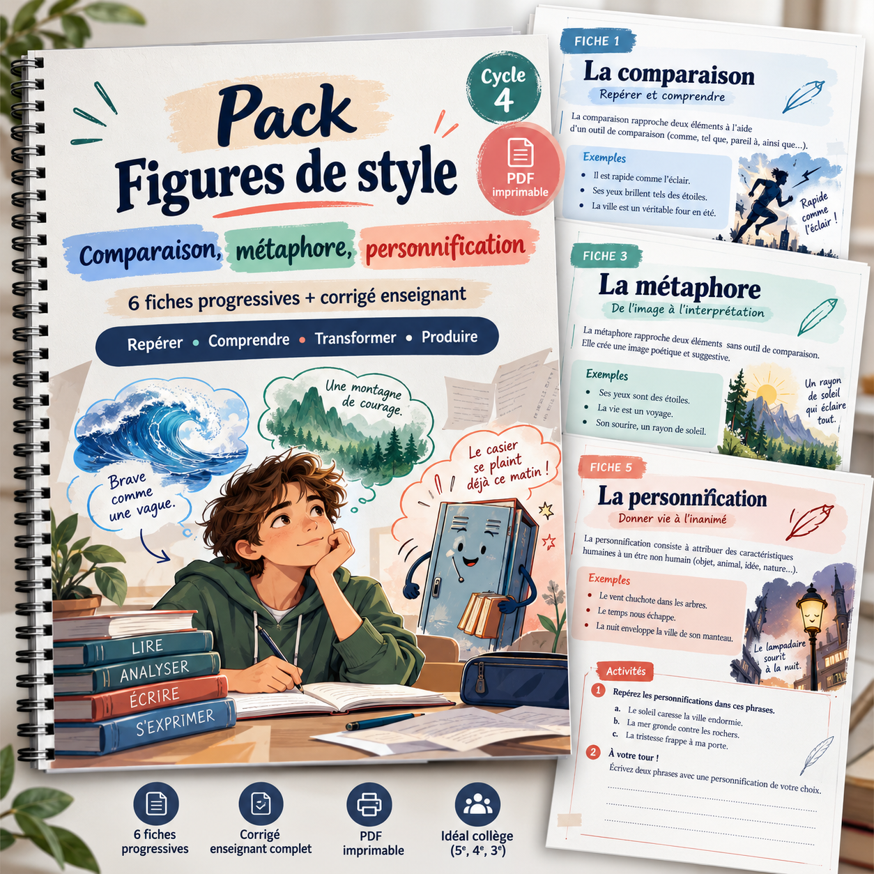 Pack figures de style : métaphore, comparaison, personnification